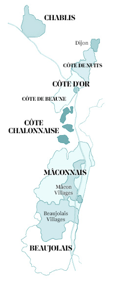Vindistrikt karta Bourgogne