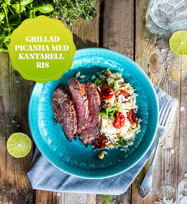 Grillad picanha med kantarellris